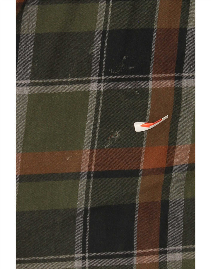 Camisa masculina de flanela com ajuste padrão Gap, algodão xadrez verde grande