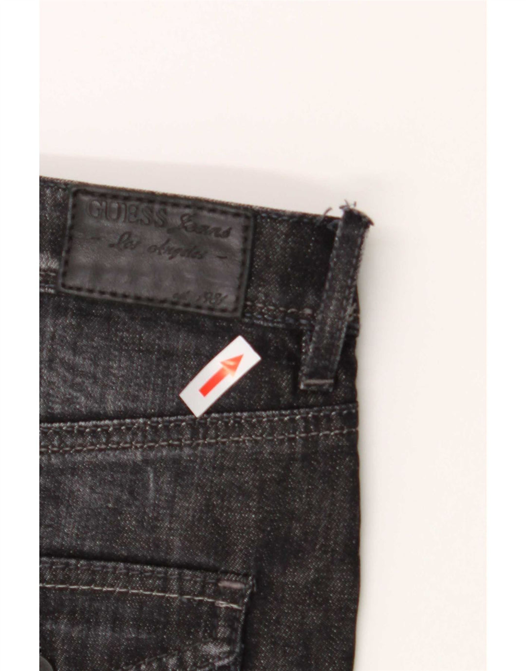 Saia jeans feminina Guess W27 pequena de algodão preto