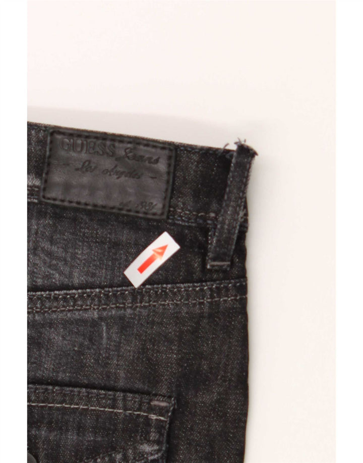 Saia jeans feminina Guess W27 pequena de algodão preto
