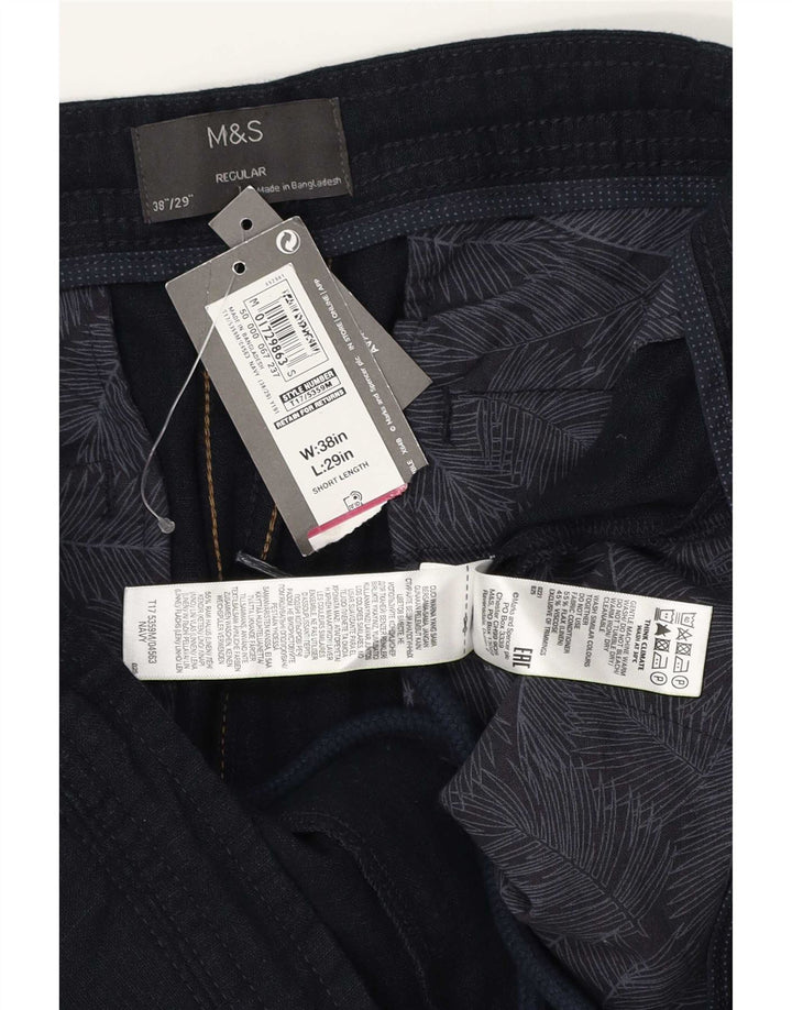 Calça masculina Marks & Spencer reta regular casual W38 L29 azul marinho