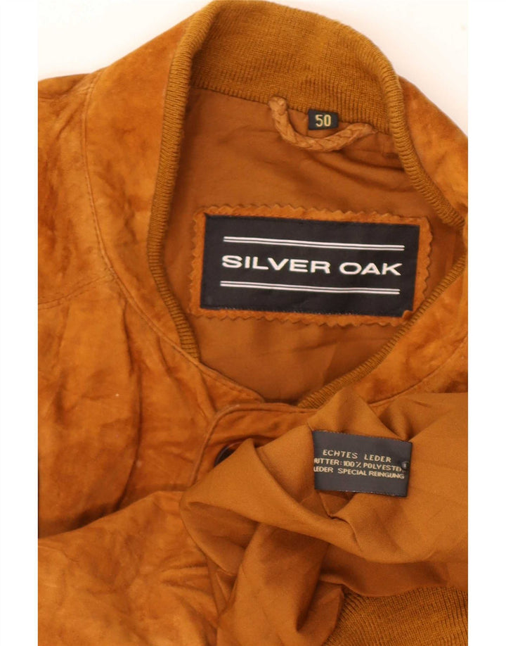 Jaqueta bomber masculina vintage de camurça IT 50 couro marrom grande