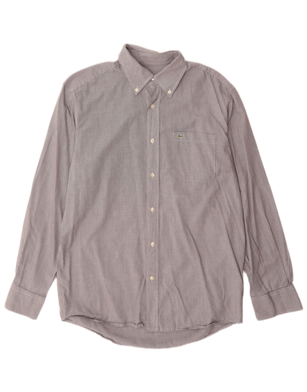 Camisa masculina Lacoste Regular Fit tamanho 40 algodão listrado cinza médio
