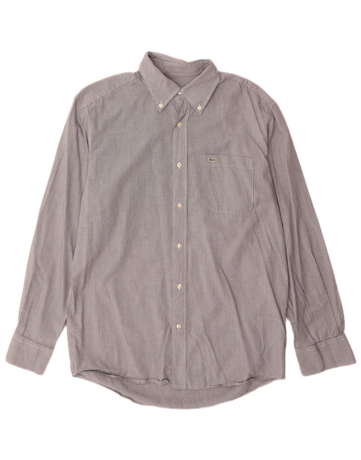 Camisa masculina Lacoste Regular Fit tamanho 40 algodão listrado cinza médio