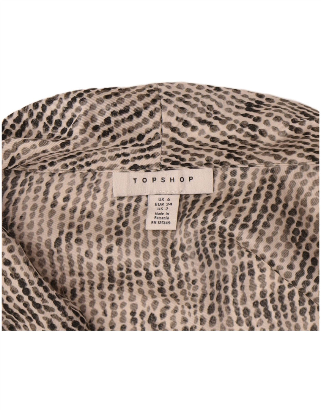 Topshop blusa feminina oversized UK 6 XS multicolorida manchada