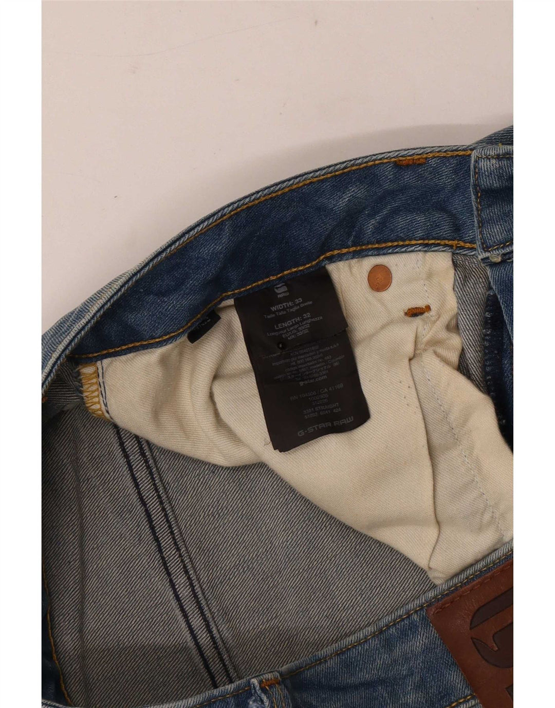 Calça jeans reta masculina G-Star 3301 W33 L32 algodão azul