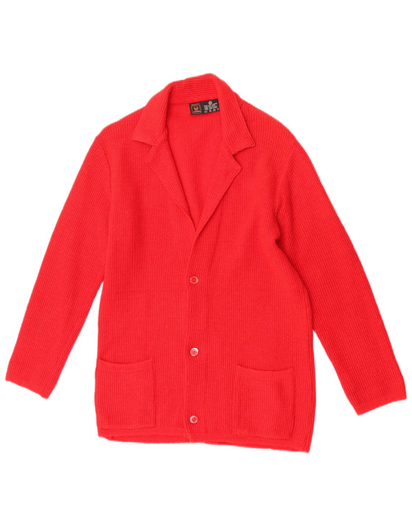 Stefanel Suéter Cardigan Masculino IT 50 Médio Vermelho Lã Nova