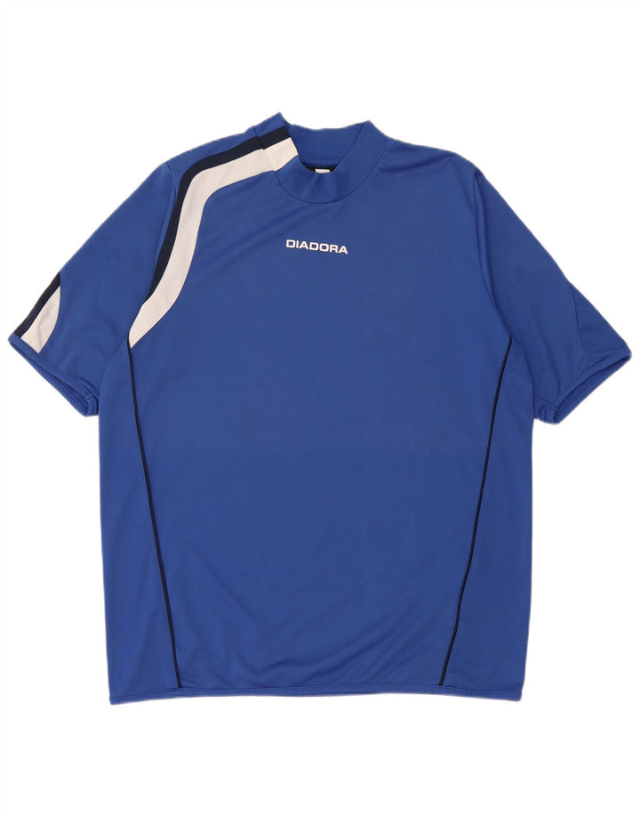 Camiseta masculina Diadora Top grande azul colorblock poliéster