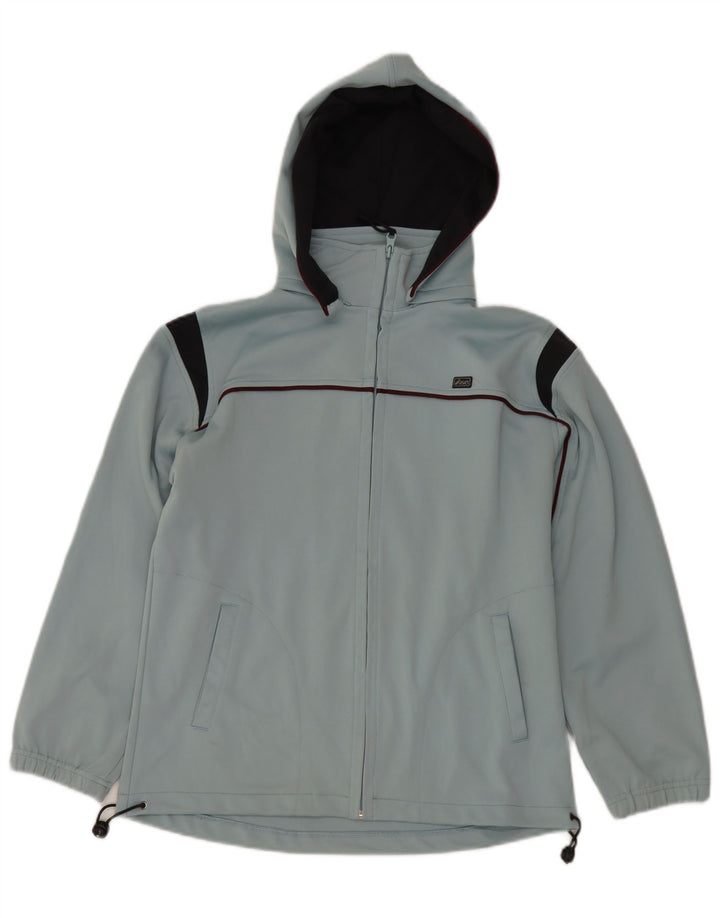 Asics Mens Hooded Tracksuit Top Jacket Pequeno Azul Colourblock Poliéster