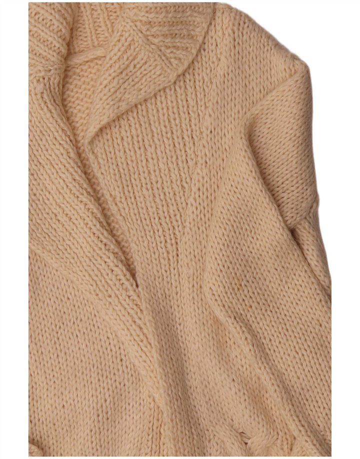 Suéter feminino Zara Longline Open Cardigan UK 14 Médio Bege Acrílico