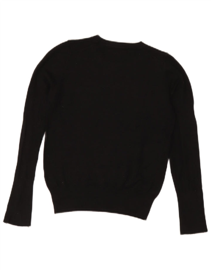 Zara Suéter feminino com gola redonda e gola redonda, preto pequeno, 10