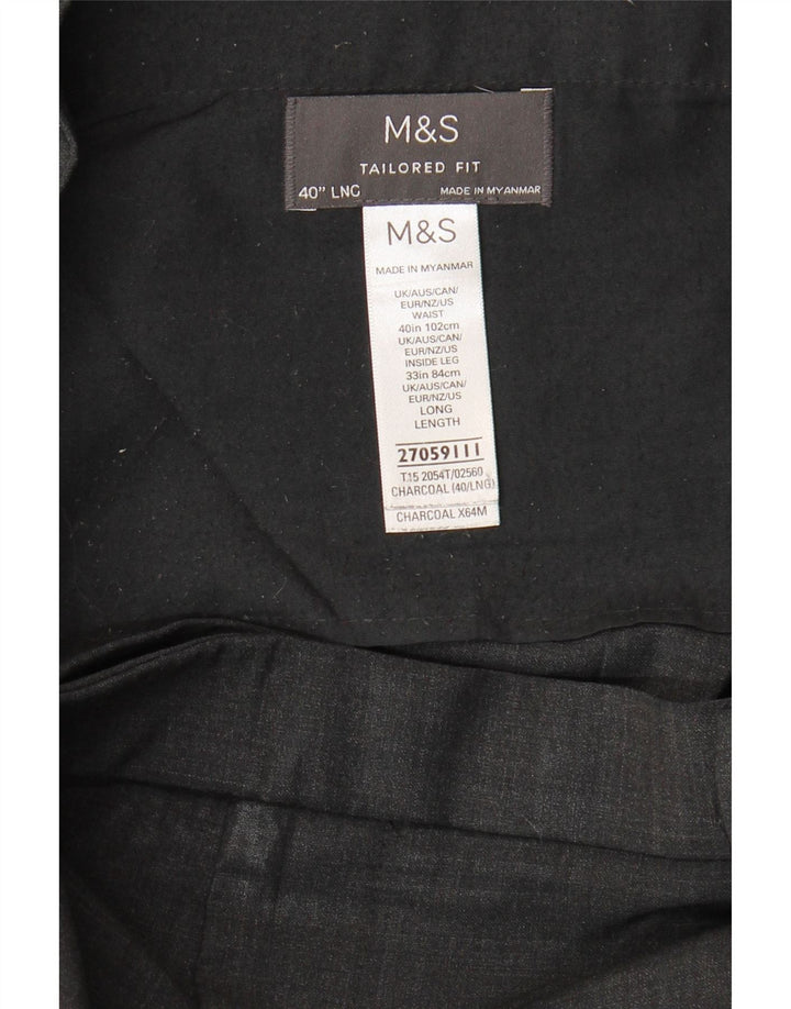 Calça masculina Marks & Spencer sob medida Slim Suit W40 L33 lã cinza