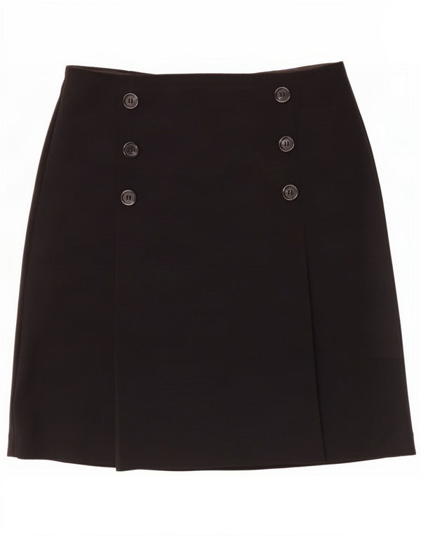 Saia feminina Marks & Spencer A-Line UK 12 Médio W30 Poliéster Preto