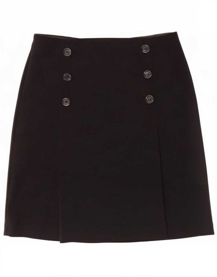 Saia feminina Marks & Spencer A-Line UK 12 Médio W30 Poliéster Preto