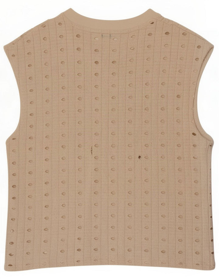 Zara Womens Vest Top UK 14 Poliéster bege médio