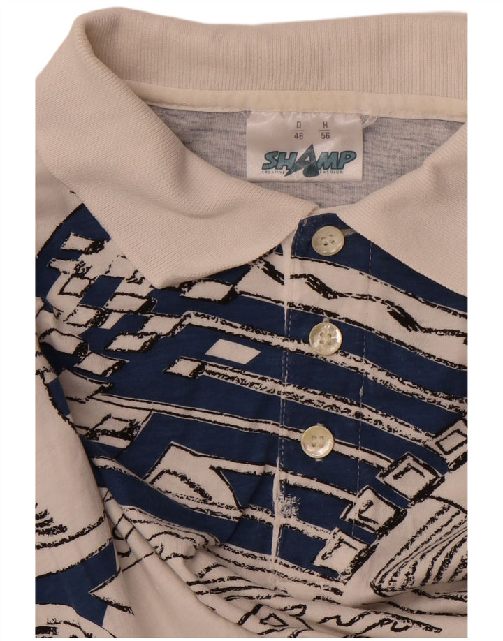 Camisa pólo gráfica masculina SHAMP EU 48 algodão geométrico branco médio