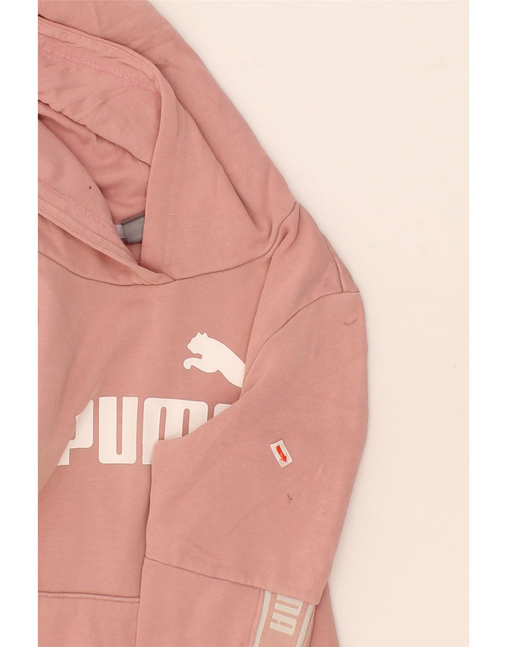 PUMA Womens Graphic Hoodie Jumper UK 6 XS Pink Cotton Vintage Puma and Second-Hand Puma from Messina Hembry 