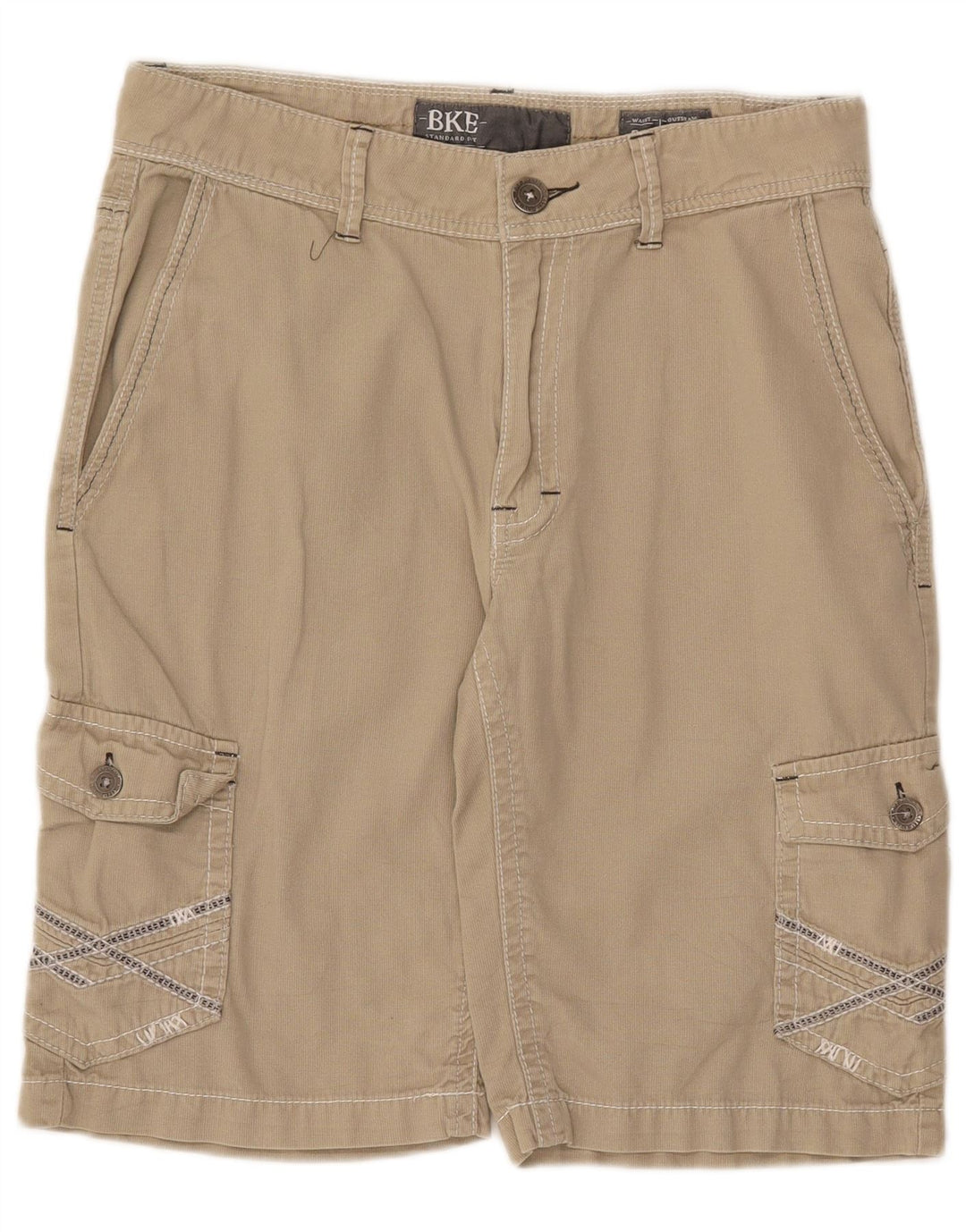 Shorts cargo masculino BKE de ajuste padrão W31 algodão bege médio