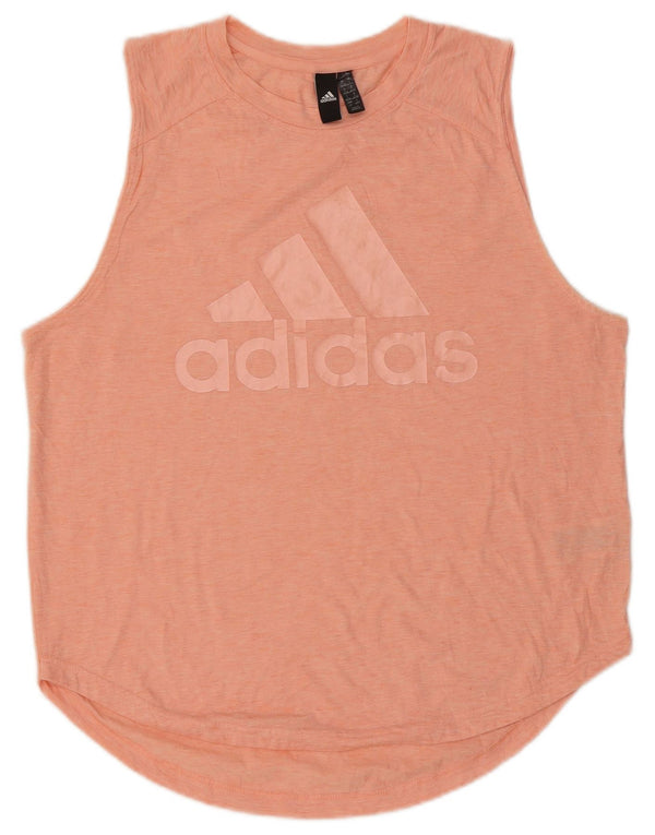 Adidas Womens Graphic Vest Top UK 16/18 Grande Laranja Flecked Algodão