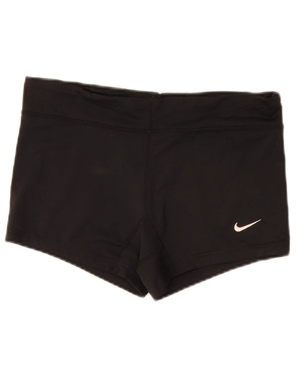 NIKE Womens Dri Fit Sport Shorts UK 10 Pequeno Poliéster Preto