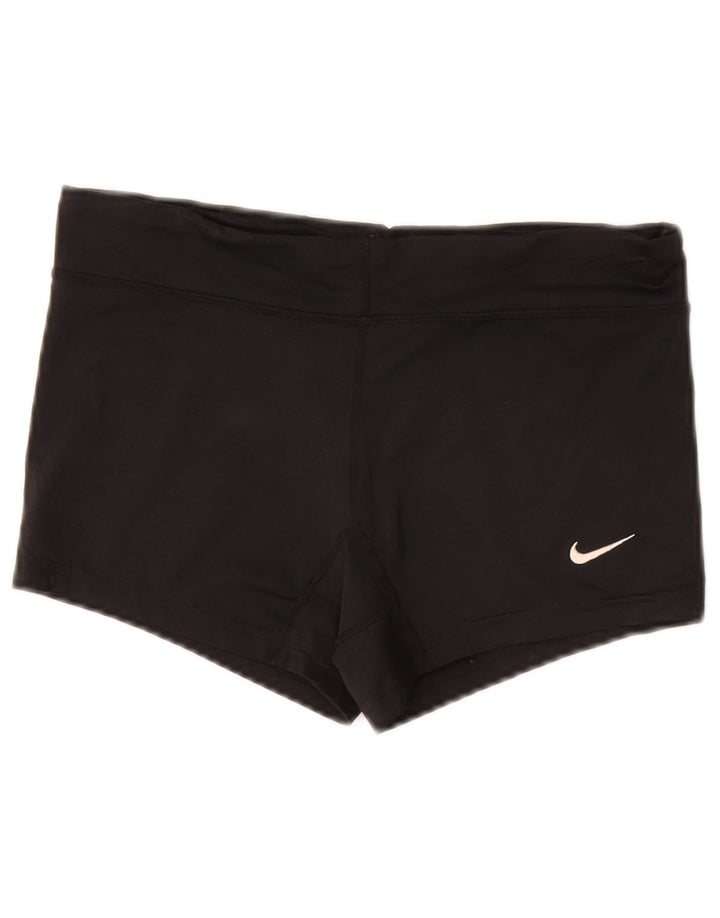 NIKE Womens Dri Fit Sport Shorts UK 10 Pequeno Poliéster Preto