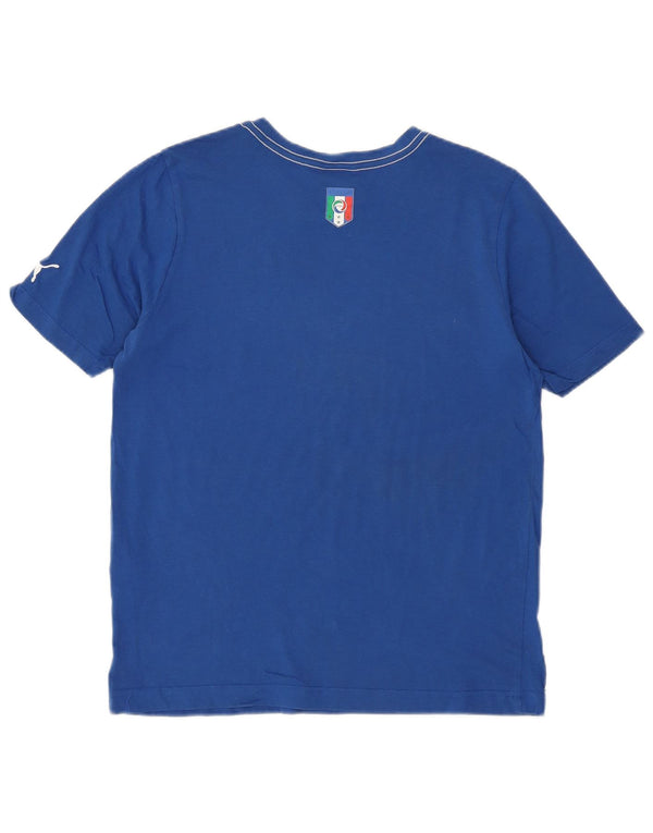 Camiseta PUMA Boys Italia Graphic Top 13-14 Anos Azul Algodão