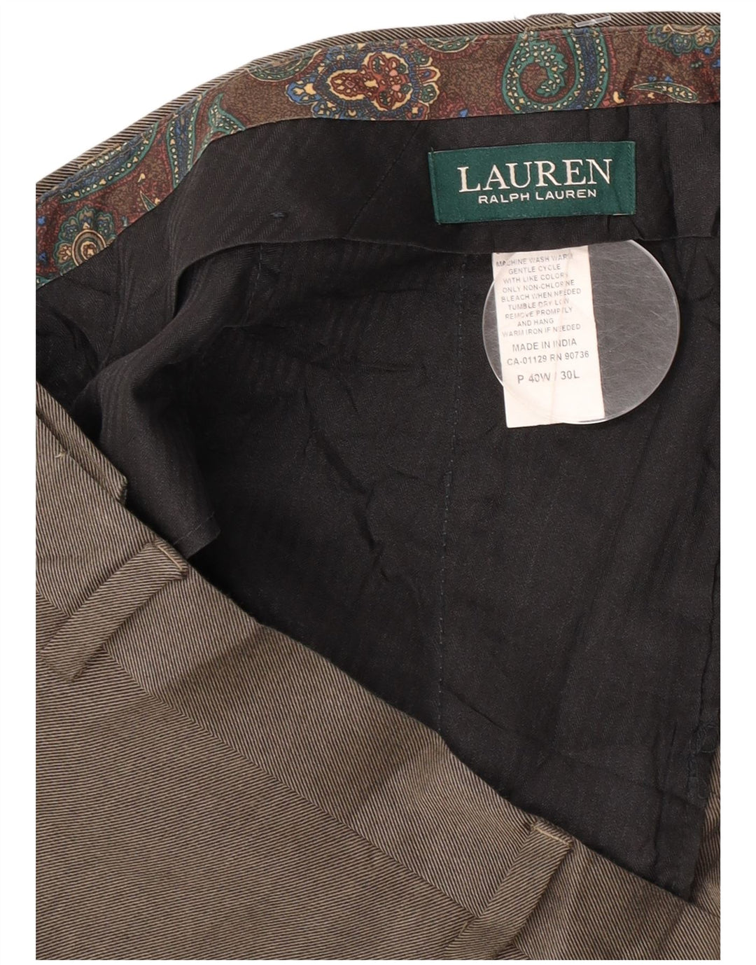Calça masculina Ralph Lauren de terno reto W40 L30 cinza poliéster