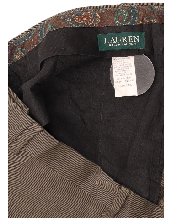 Calça masculina Ralph Lauren de terno reto W40 L30 cinza poliéster