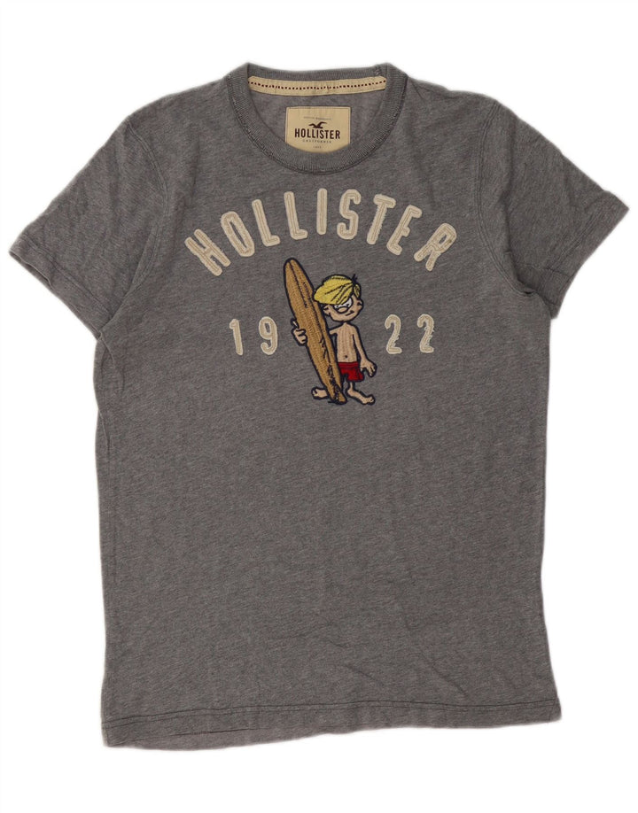 Hollister Camiseta masculina gráfica Top algodão cinza médio