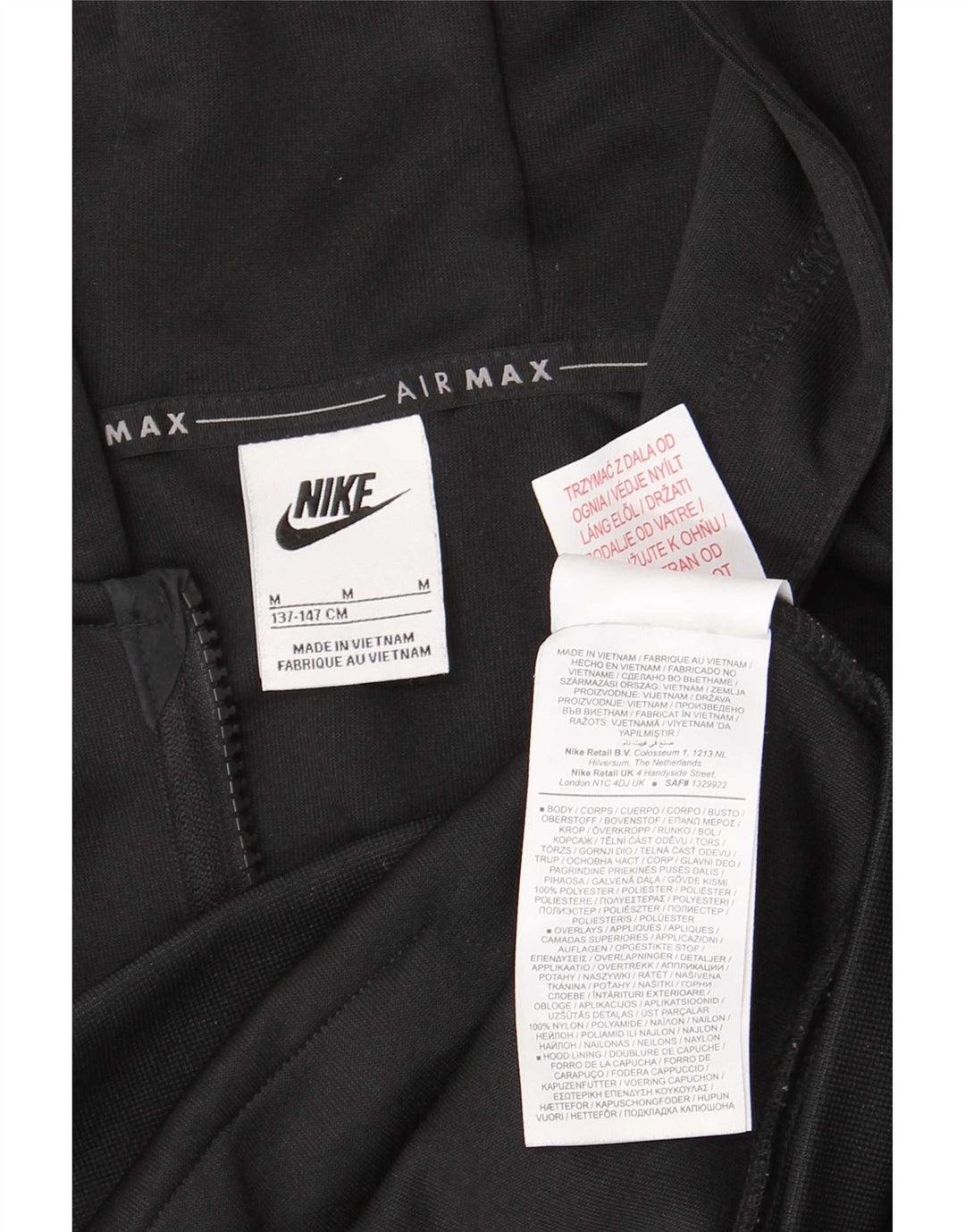 Suéter Nike Boys Zip com capuz 10-11 anos médio preto poliéster