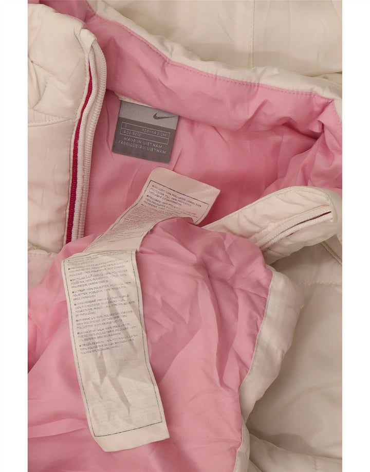 Jaqueta acolchoada com capuz para meninas NIKE 8-9 anos pequeno poliéster branco
