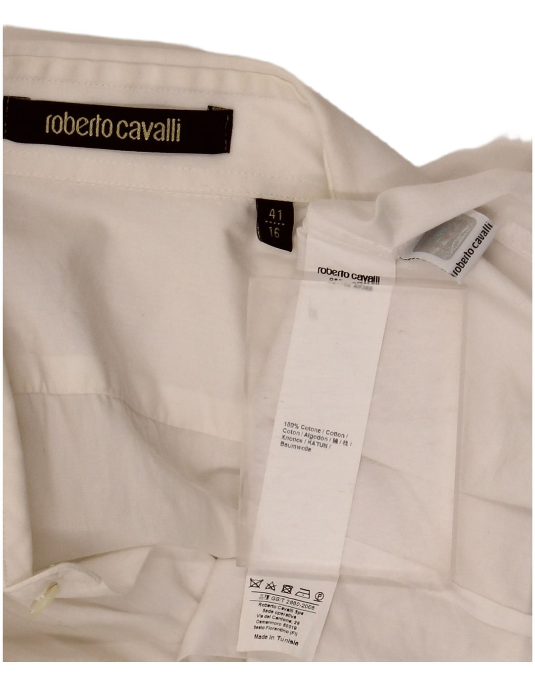 Camisa masculina Roberto Cavalli tamanho 41 16 grande algodão branco