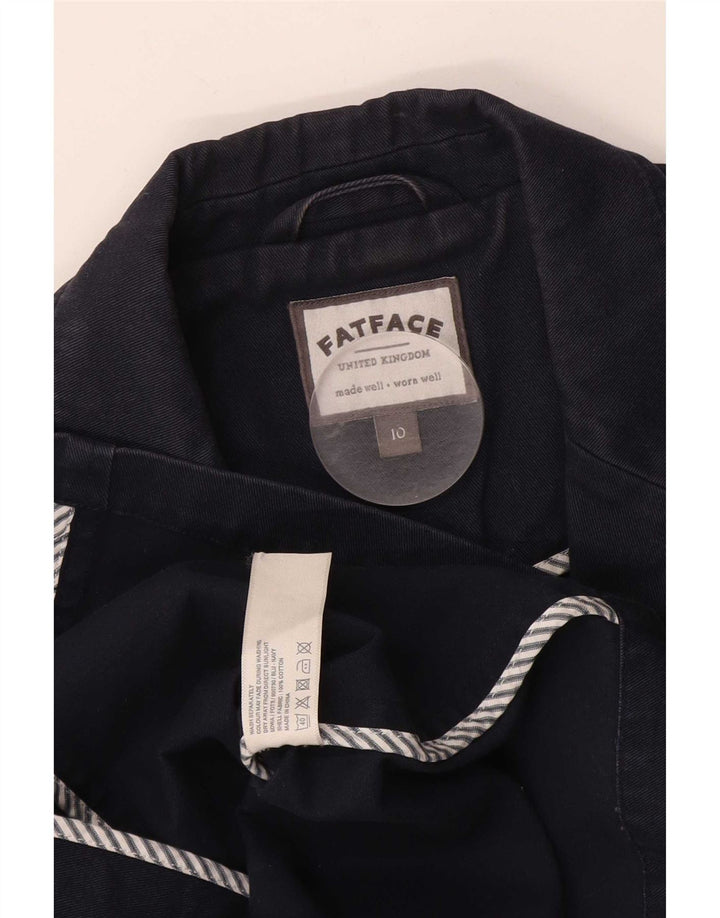 Jaqueta blazer feminina Fat Face manga 3/4 e 2 botões Reino Unido 10 pequena azul marinho