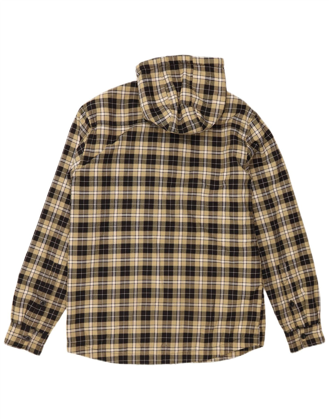 Nordica Camisa masculina de flanela com capuz e poliéster amarelo médio xadrez