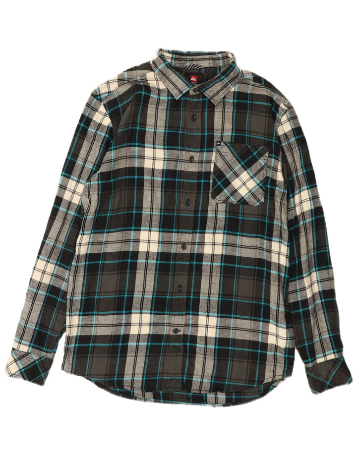 Camisa masculina de flanela Quiksilver Regular Fit cinza médio algodão xadrez