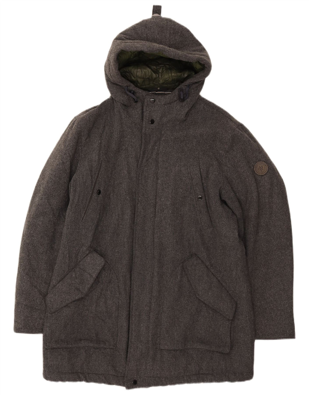Jaqueta masculina acolchoada com capuz Marc O'Polo Reino Unido 40 grande lã cinza