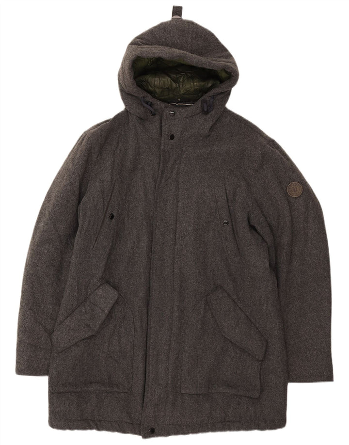 Jaqueta masculina acolchoada com capuz Marc O'Polo Reino Unido 40 grande lã cinza