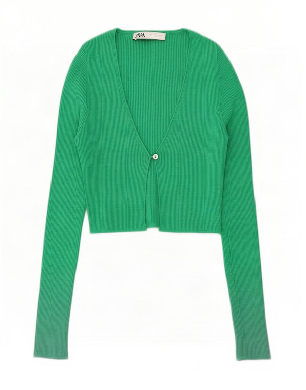 Suéter cardigã feminino Zara Reino Unido 10 pequeno verde nylon