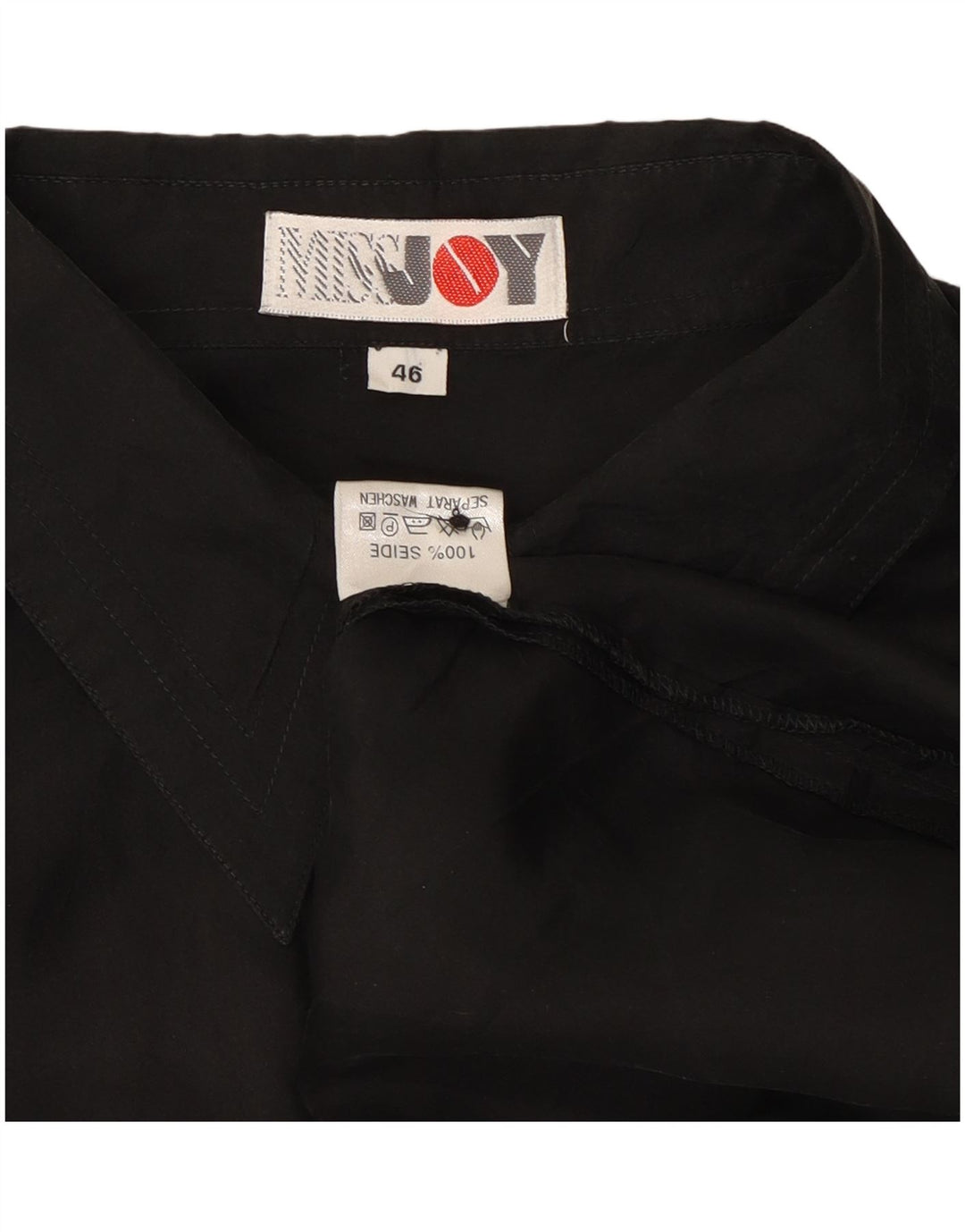 Camisa feminina Miss Joy de manga curta grande IT 46 seda preta grande