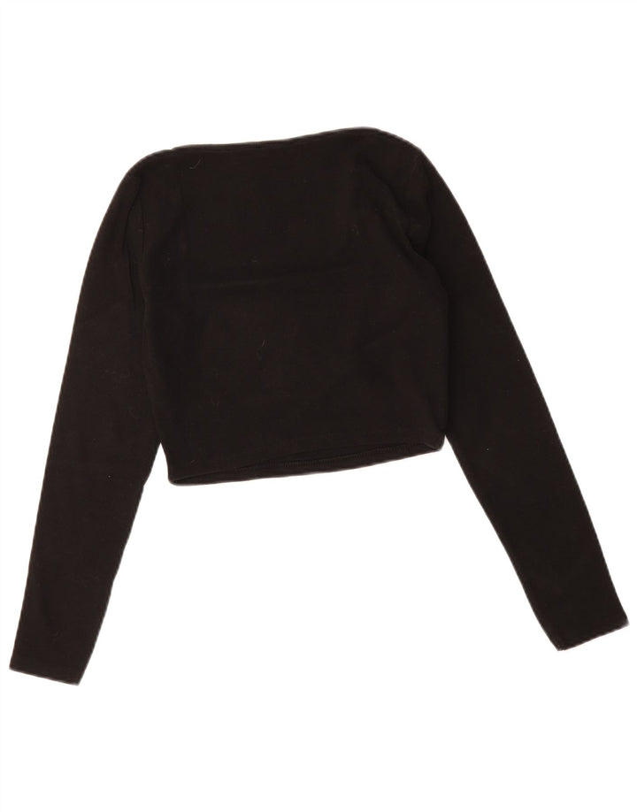 ZARA Womens Crop Top UK 14 Grande Algodão Preto
