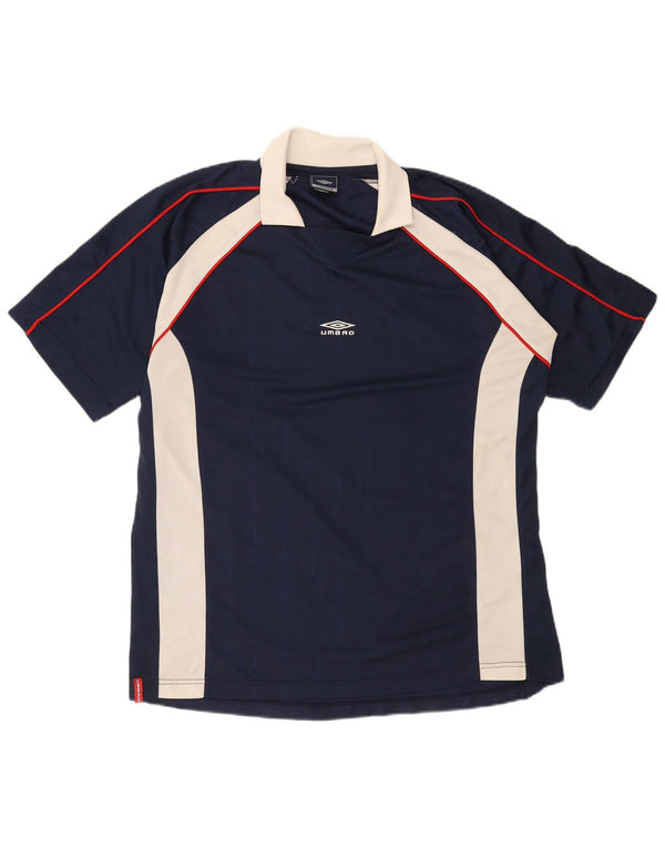 Camisa polo masculina Umbro XL azul marinho colorblock poliéster