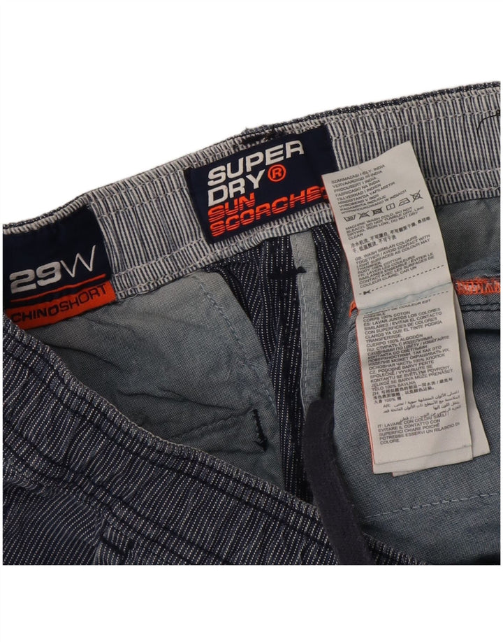 Shorts chino masculino SUPERDRY W30 algodão listrado azul marinho médio