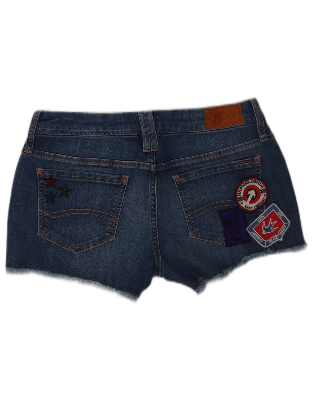 Shorts jeans feminino Tommy Hilfiger gráfico W29 algodão azul médio