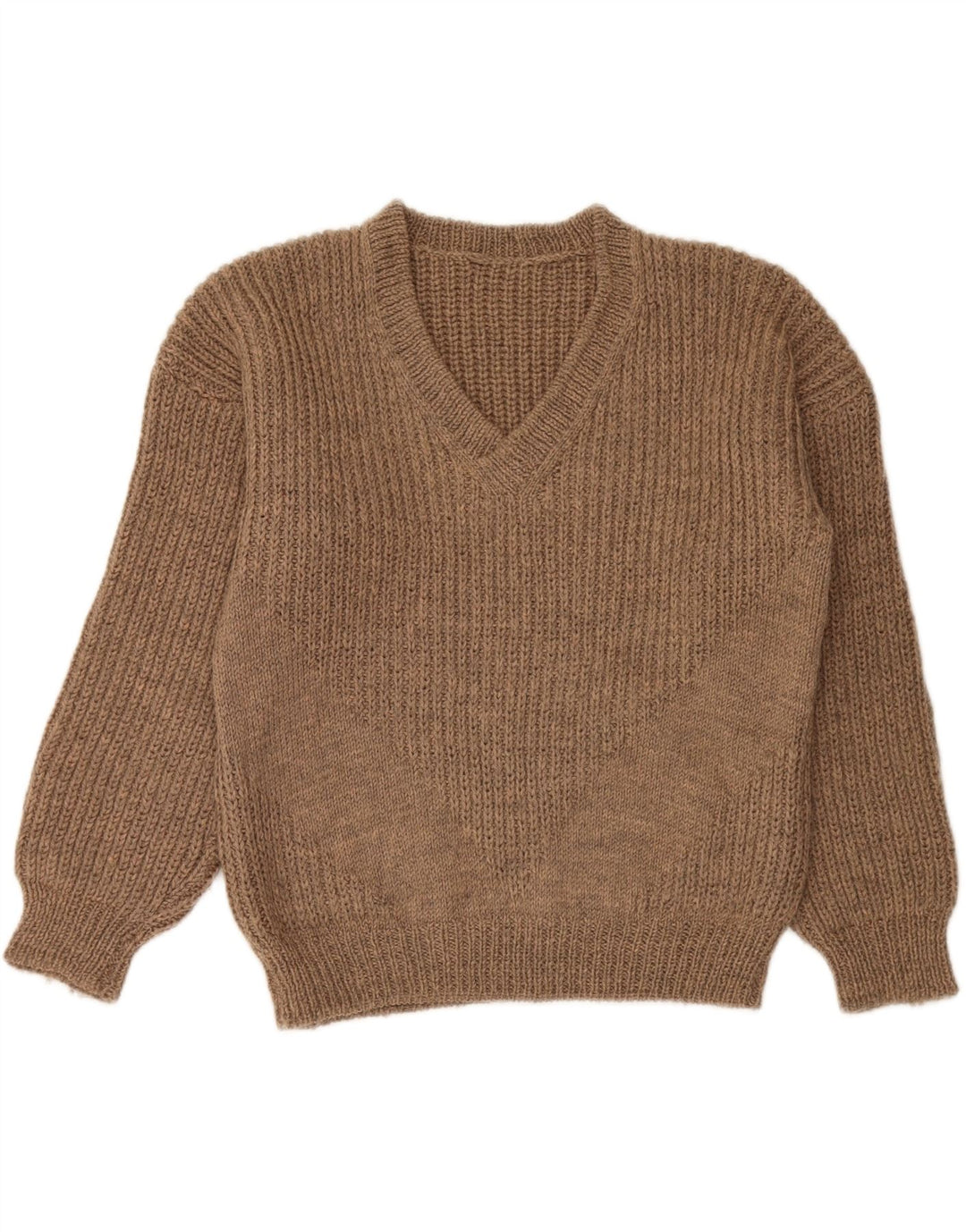 Suéter masculino VINTAGE com decote em V marrom médio