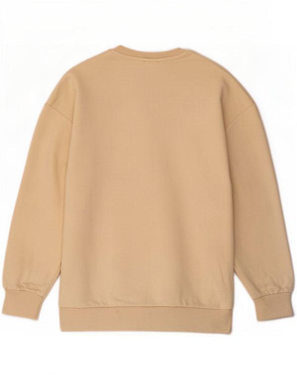 Zara moletom gráfico feminino jumper UK 10 pequeno algodão bege
