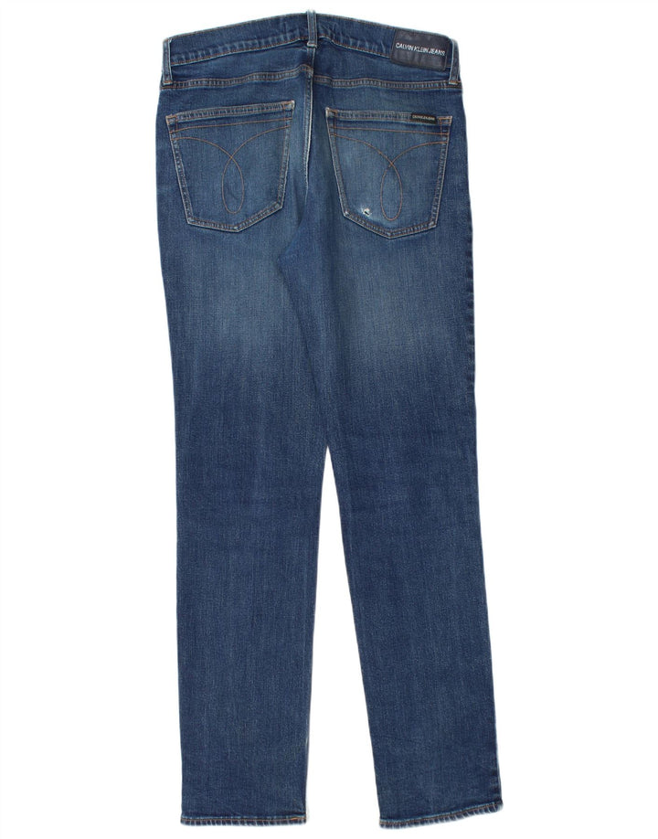 Calvin Klein Masculino Slim Jeans W32 L34 Azul Algodão