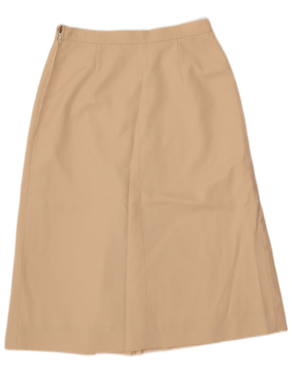 Saia feminina vintage cintura alta linha A IT 44 médio W26 bege viscose