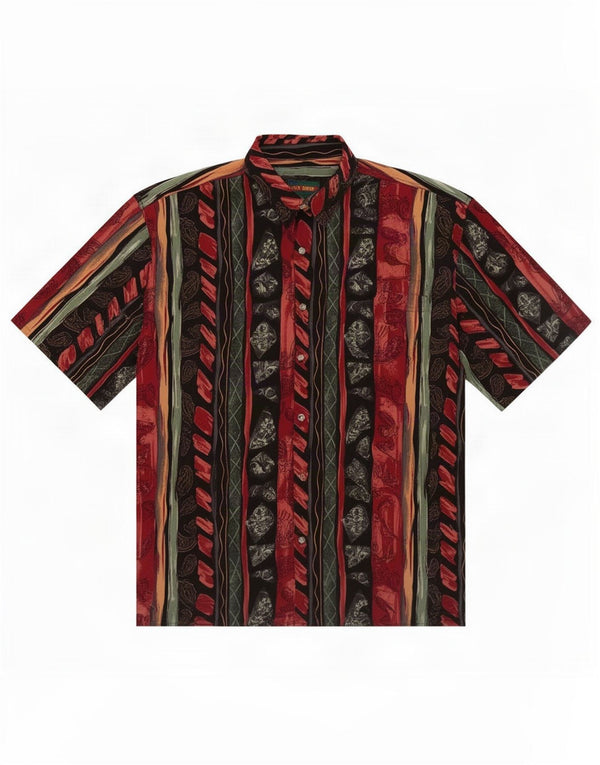Camisa masculina de manga curta Ivy Crew 2XL poliéster floral Borgonha
