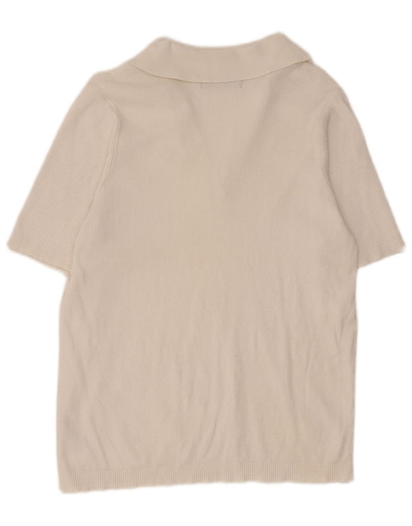 Camisa polo feminina Marks & Spencer Reino Unido 14 grande algodão branco