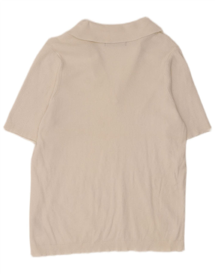 Camisa polo feminina Marks & Spencer Reino Unido 14 grande algodão branco