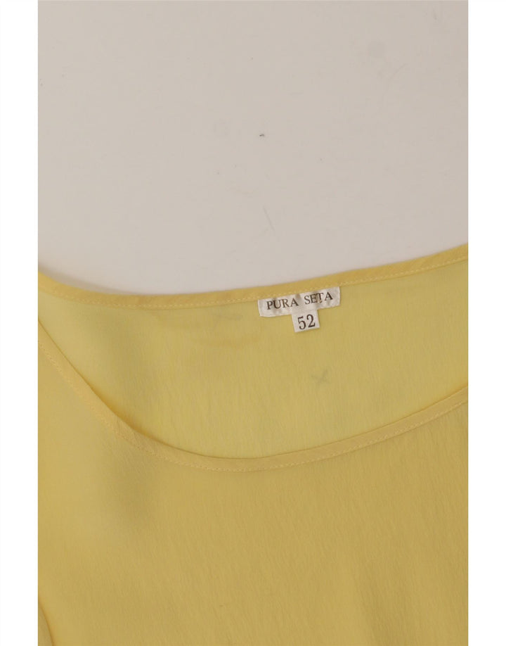 VINTAGE Womens Blouse Top IT 52 2XL Yellow Silk Vintage Vintage and Second-Hand Vintage from Messina Hembry 
